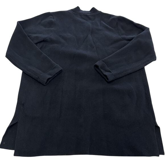 J Jill Cardigan Sweater Womens Medium Black Long Open Front Pocket Cotton Blend - Picture 2 of 8